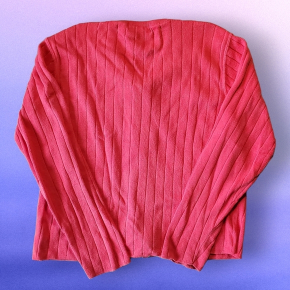 Eddie Bauer Zip Front Cardigan Sweater, Long Sleeves, in Coral, Size M - Picture 2 of 2
